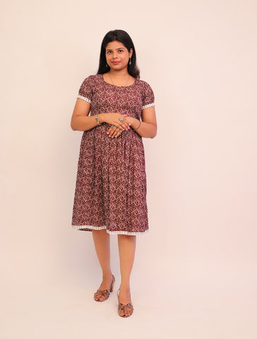 Maroon Knee length DRESS