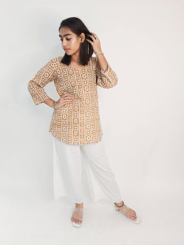 Beige Colored Short Kurti/Top