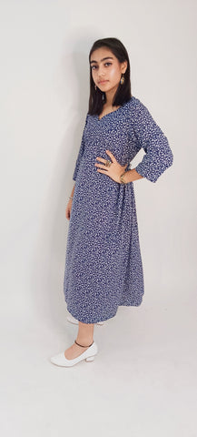 Comfortable Crepe Maxi Dress Blue