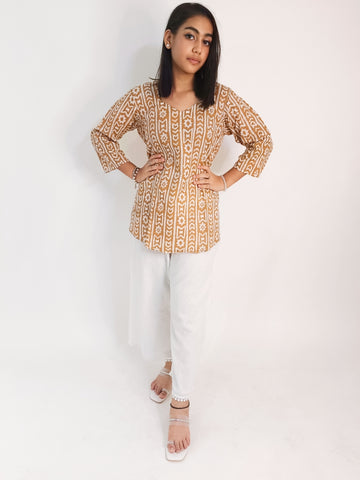 Beige Colored Short Kurti/Top