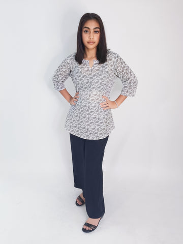 Cotton Floral Short Kurti