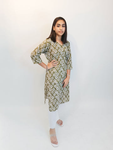 Mehendi Colored Kurti