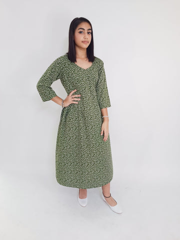 Comfortable Crepe Maxi Dress Green