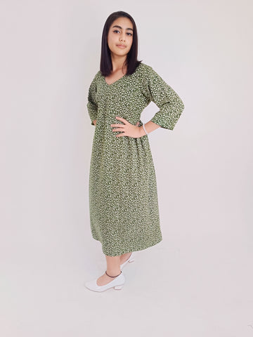 Comfortable Crepe Maxi Dress Green