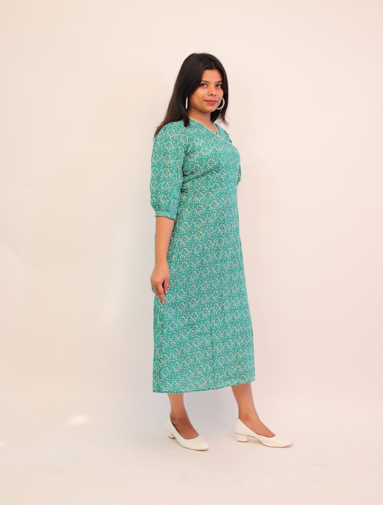 Angrakha Green Midi Dress