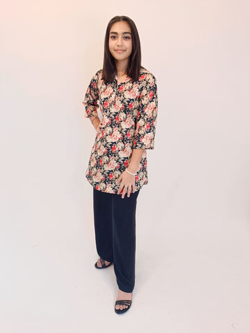 Cotton  Floral Short Kurti