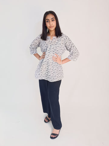 Cotton Floral Short Kurti