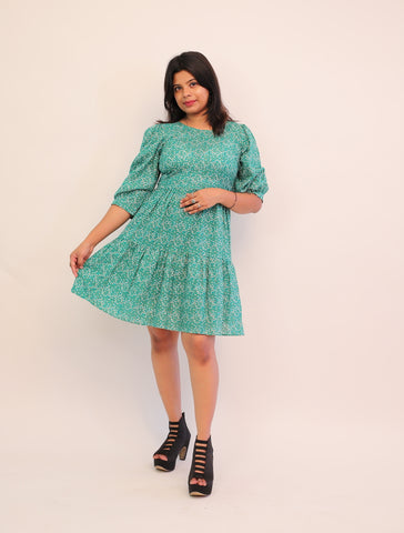 Green printed Boho midi