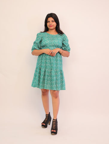 Green printed Boho midi